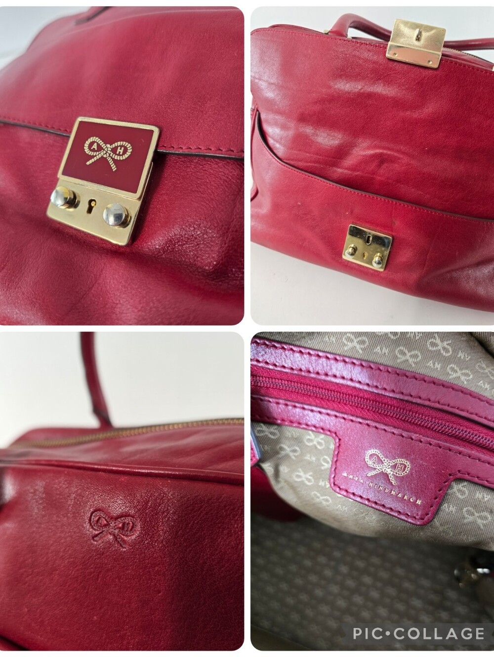 Anya Hindmarch Carker Satchel Red Leather Front Flap Pocket Handbag Bag Purse - Picture 15 of 15